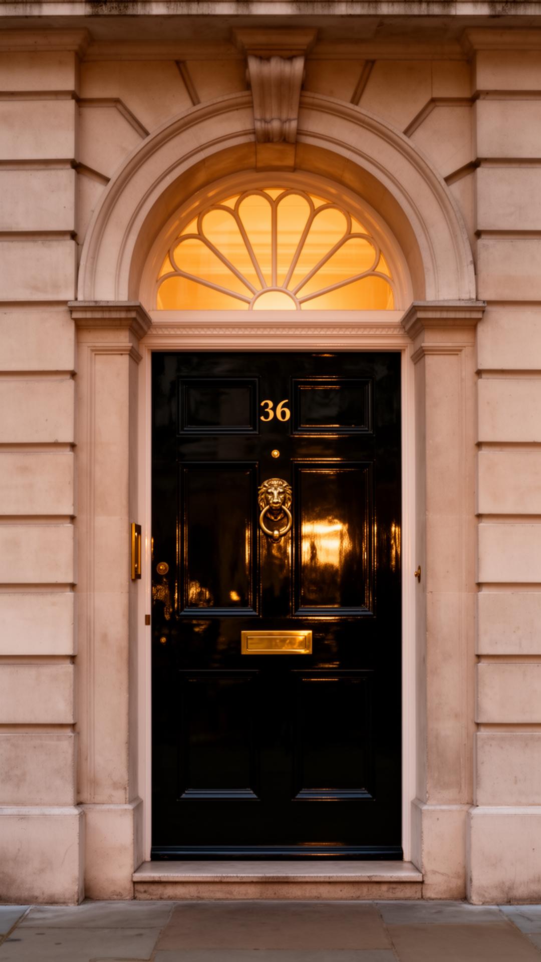 Black entrance door of ASK C2's private concierge office at 36 Albemarle Street, Mayfair London